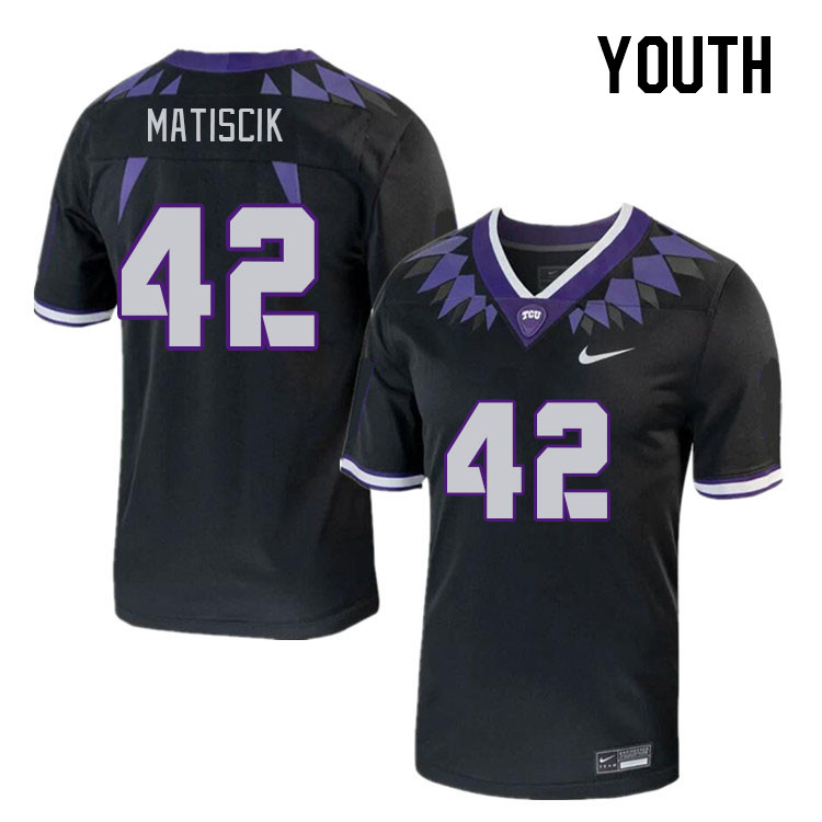 Youth #42 Brent Matiscik TCU Horned Frogs 2023 College Footbal Jerseys Stitched-Black